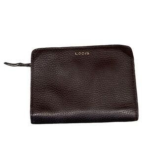 LODIS Black Pebbled Leather Zip Around Wallet - RFID Protected